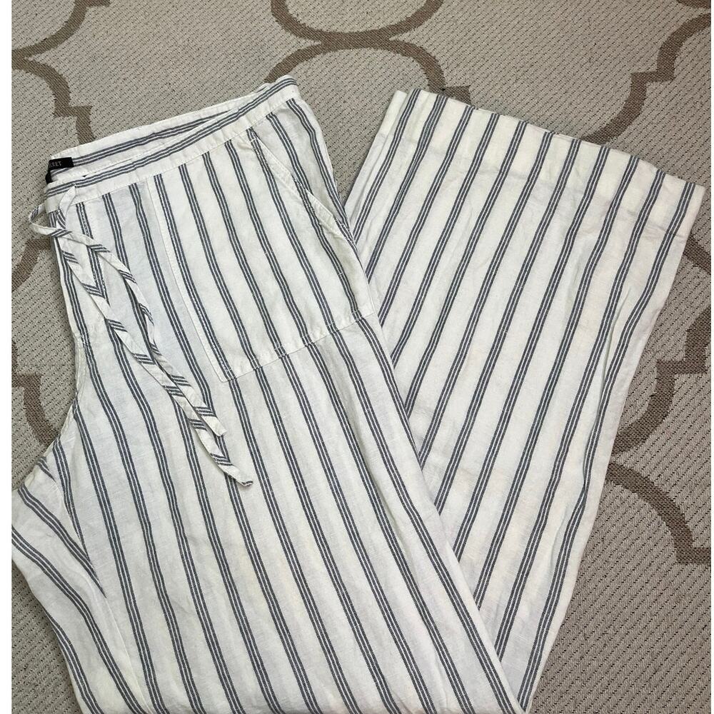 Victoria’s Secret striped flax/cotton pull on tie waist pants, Size 10,beach,Y2K